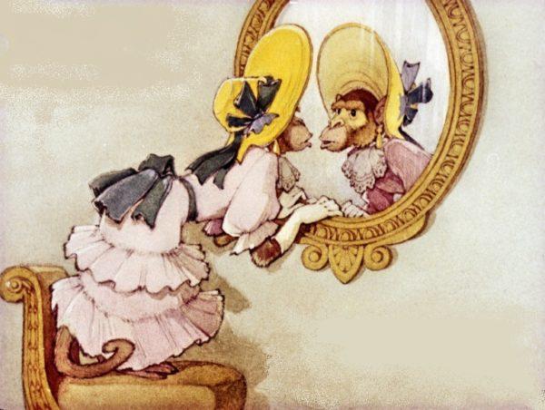 Басня Зеркало и обезьяна с картинками читать - Крылов И.А.