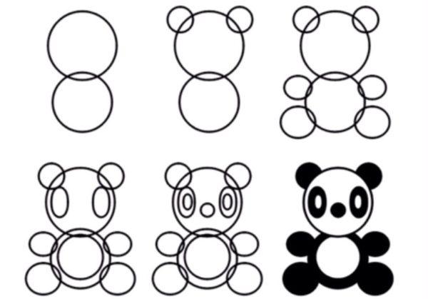 Панда для детей легко и просто - рисуем по шагам
