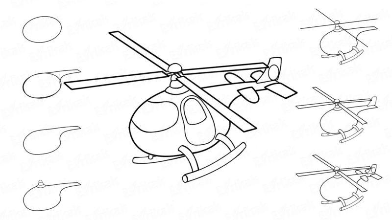 Рисунки для срисовки Вертолёт поэтапно