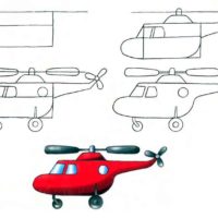 Как поэтапно рисовать — Вертолёт — рисунки для срисовки