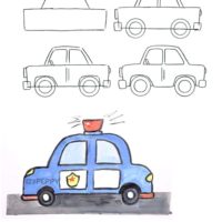 Как поэтапно рисовать — Полицейскую машину — рисунки для срисовки