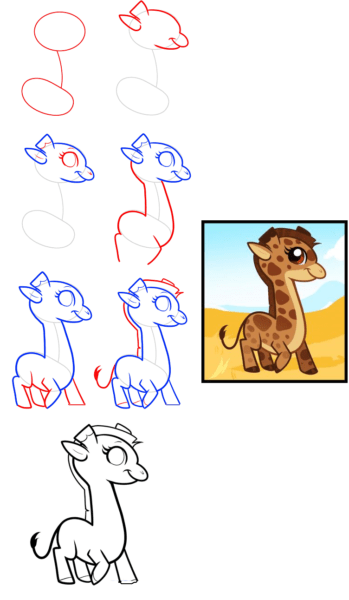 Как рисовать Жирафа поэтапно
