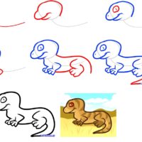 Как рисовать Ящерицу поэтапно — рисуем с детьми по шагам
