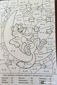 Математическая раскраска для детей 8-9 лет - сложение и умножение