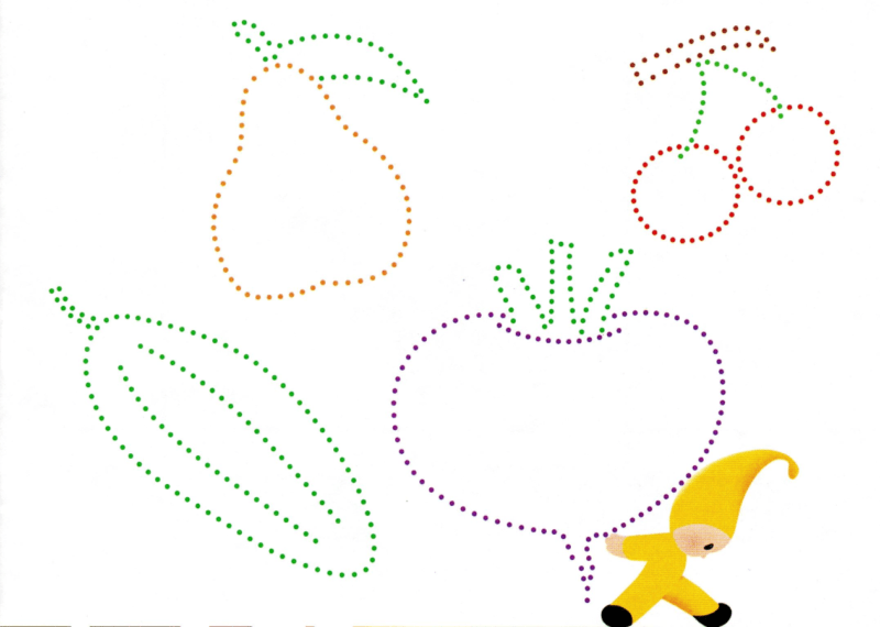 Рисуем по точкам с детьми 5-6 лет - Еда, фрукты, овощи
