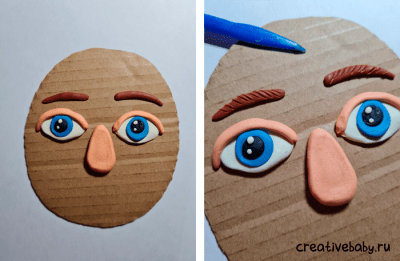Портрет мамы из пластилина и картона: пошаговая инструкция по пластилинографии6
